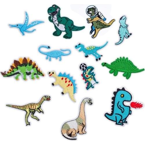Custom Wholesale Cartoon Dinosaur Embroidered Cloth Stickers Badge Childrens Clothing Apparel Accessories Patch Cloth Sticker