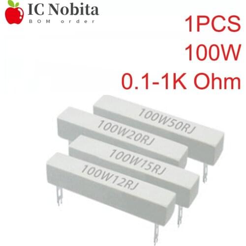 100W 5% Cement Ceramic Resistor Resistance 0.1 0.5 1 1.5 2 2.5 3 3.3 4 5 6 8 10 12 15 25 30 47 50 100 150 200 250 300 500 1K Ohm
