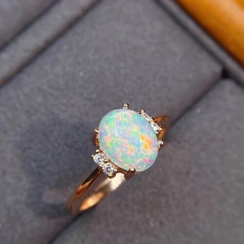 Luxury Atmosphere Hot Sale Style Natural Opal Ring 925 Silver Womens Ring Noble and Elegant