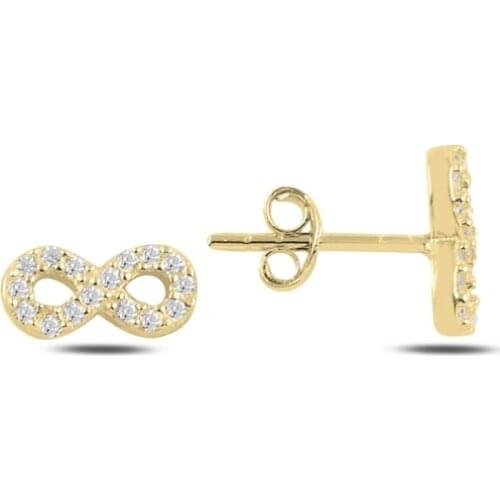 Silver 925 Sterling Infinity Zircon Stone Earrings