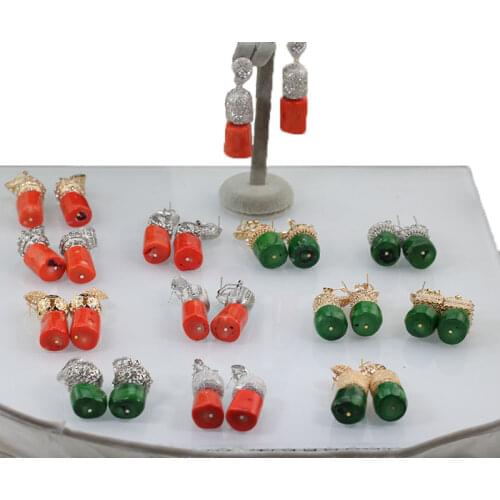 12 Styles Big Coral Dangel Earrings for Women Office Career Lady Party Costume Jewelry Thick Copper Earrings Jewelry Coral ER010