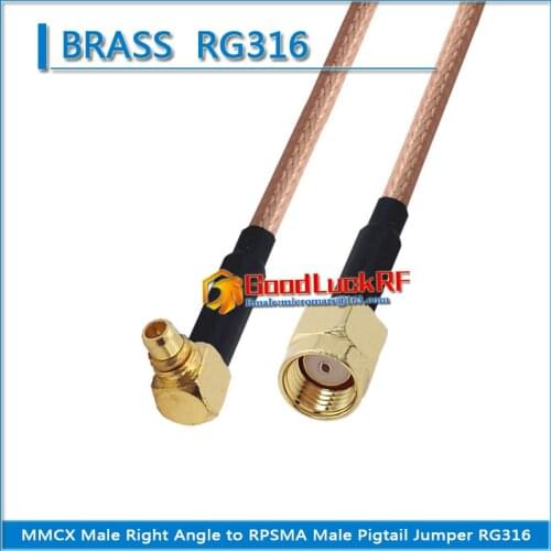 MMCX Male Right Angle 90 Degree to RP-SMA RP SMA Male Plug Coaxial Pigtail Jumper RG316 extend Cable Low Loss