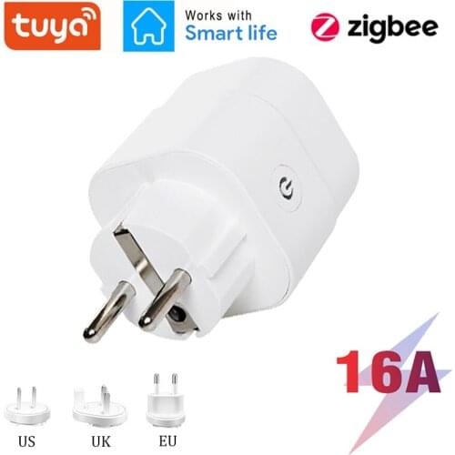 Tuya Smart Zigbee Plug Socket 16A EU UK Outlet 3680W Power Monitor Timer Remote Control for Alexa Home Assistant And Tuya Hub