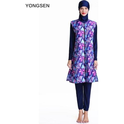 YONGSEN Full Cover Costume swimwear Fashion Swimsuit High Quality Middle East Islamic Muslim long sleeve Print Burkinis Hijab