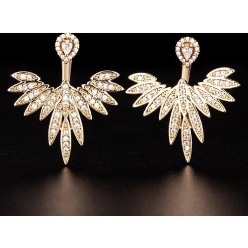 Zlxgirl jewelry luxury brand fashion Flower Full Mirco Paved Crystal Zircon Naija Wedding Drop Earring womens couple earings