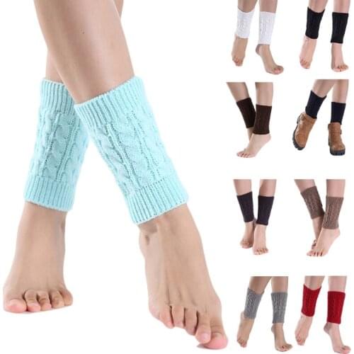 K3NF Women Winter Cable Knit Leg Warmers Socks Solid Color Twist Crochet Boot Cuffs