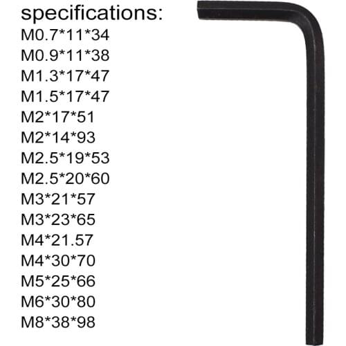 0.7,0.9,1.3,1.5,2,3mm Hex Key Wrenches Bicycle Repair Tool Hexagonal Screwdriver Hex Wrench Hand Tool Allen Wrenches 2000pcs/lot