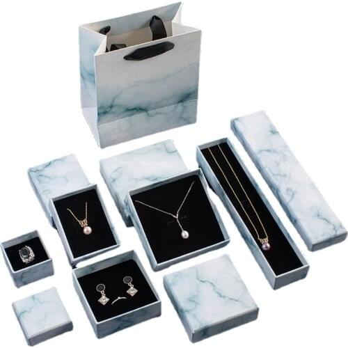 1pc DIY Handmade Mutli Size Marble Jewelry Box Necklace Bracelet Rings Carton Packaging Display Box Gifts Jewelry Storage Boxes