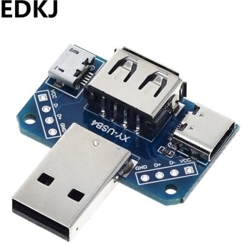 1PCS Micro to C Type 4P DC 5V 4 in 1 USB4 2.54mm USB adapter head male head