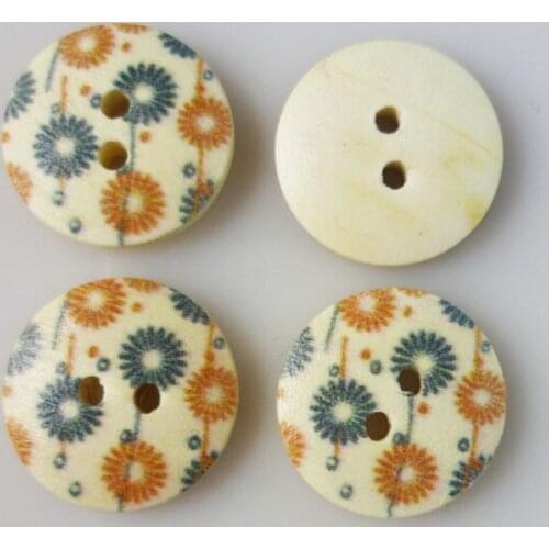 100PCS 18MM Dandelion Pattern painting wooden buttons sewing clothes boots coat accessories MCB-189