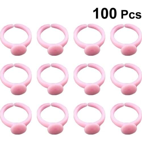 100pcs Ring Bases Adjustable Childrens Plastic Ring Holder Round Bezel Ring Tray Handmade DIY Jewelry Accessories Cartoon Ring