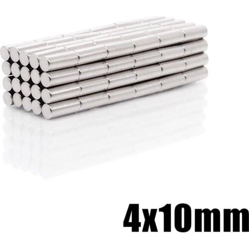 1000pcs Neodymium N35 Dia 4mm X 10mm Strong Magnets Tiny Disc NdFeB Rare Earth For Crafts Models Fridge Sticking magner 4x10 mm