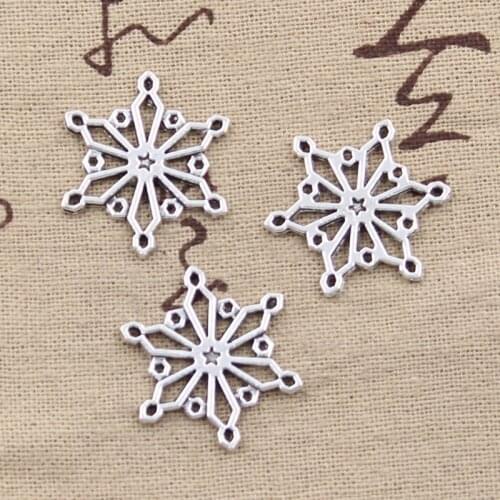 12pcs Charms Snow Snowflake 25x25mm Antique Making Pendant fit,Vintage Tibetan Silver color,DIY Handmade Jewelry