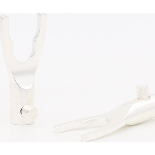 12PCS High Performance Silver Plated Pure Red Copper Y Spade Plug