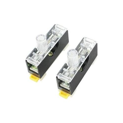 2pcs 10Amp 250VAC DIN Rail Mounted 1P Fuse w Base FS-10