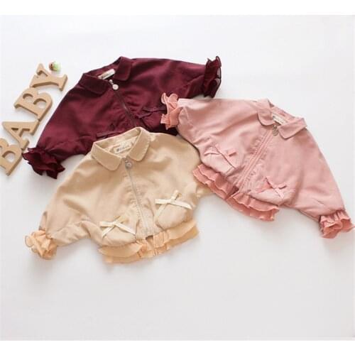 2019 Spring Autumn Baby Girl Sweet Jacket Lace Petals Sleeve Warm Toddler Girl Outerwear Coat 1-4 Years Kids Infant Girl Coats