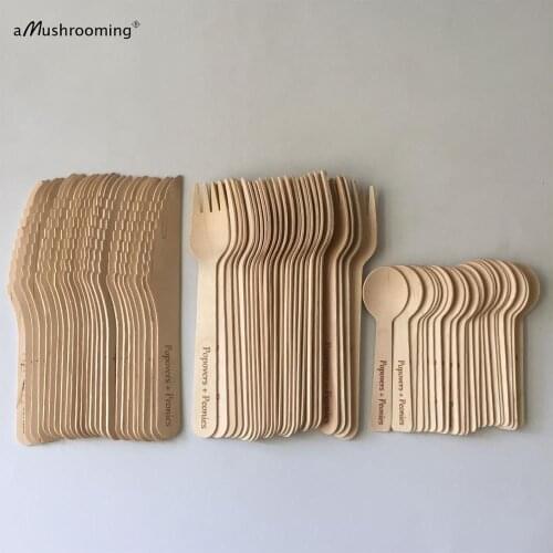 Restaurant Supplies cheese knife wood Disposable Spoon Ice Cream dessert Spoons Flatware Set