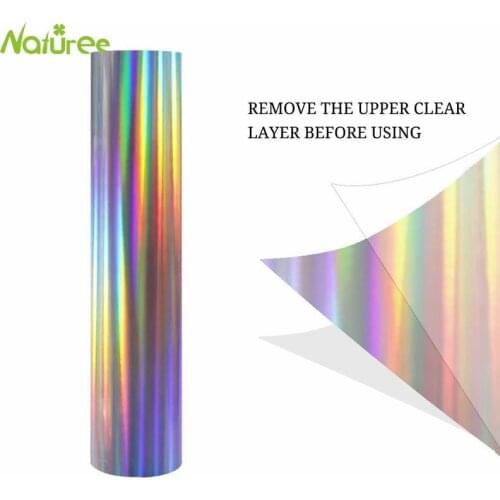 25cm*1m Laser Holographic Heat Transfer Vinyl HTV Rainbow Color Heat Press for DIY Clothes T-Shirt