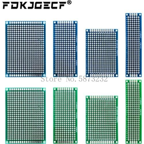 4pcs 5x7 4x6 3x7 2x8cm double Side Copper prototype pcb Universal Board Fiberglass board for Arduino Green / Blue