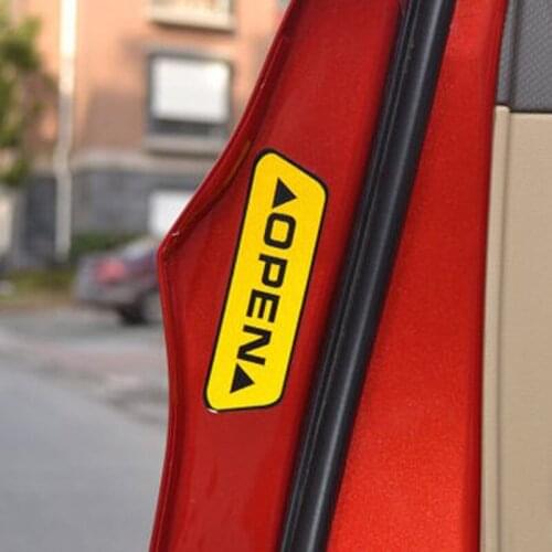 4Pcs/Set Night Reflective Warning Car OPEN Tape Mark Reflective Open Notice Bicycle Accessories Exterior Car Door Stickers