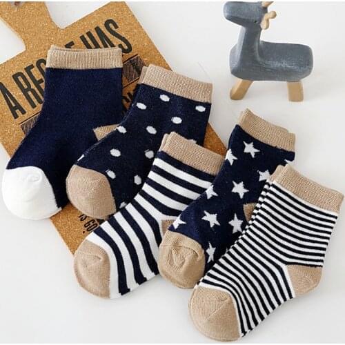 5Pair/lot Children Cotton Boys Girls Socks Cute Cartoon Pattern Kids Socks for Baby Boy Girl Sport Style Suitable for 1-10 Years