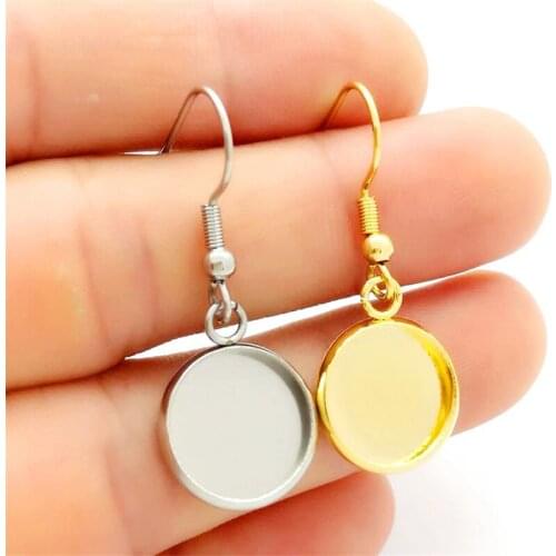 50pcs Stainless Steel Earring Hook with Cabochon Blank Base Ear Hook Earring for DIY Jewelry Making