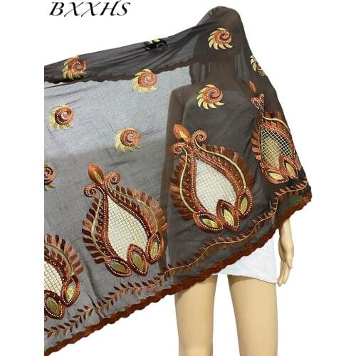 African Woman Casual Pashmina Shawl Islamic Cotton Scarf Muslim Style Embroider Fabric Turban for Hijabs Wholesale Hijabs LH188