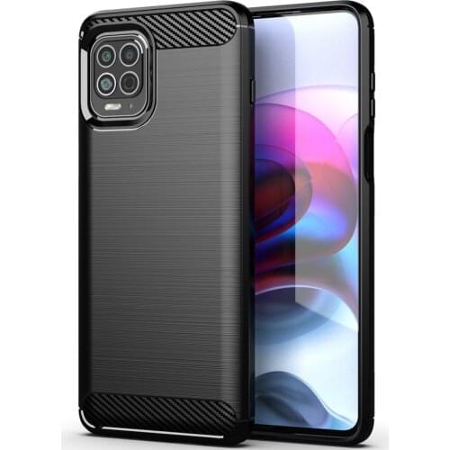 Shock Absorption Cover Soft TPU Anti Scratch Carbon Fiber Design Back Case With Screen Protector for Motorola Moto Edge S 2021