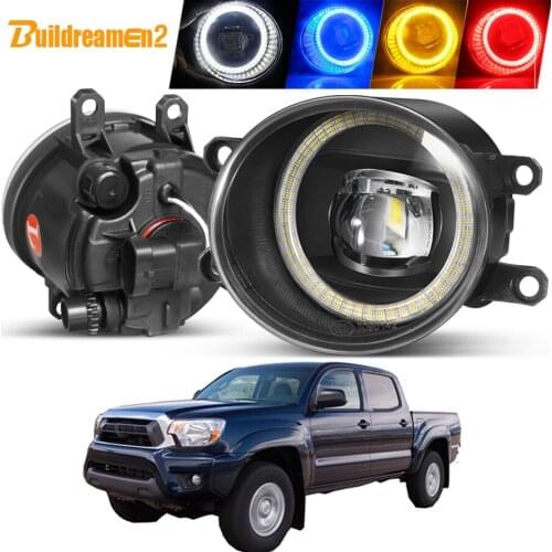 2 X Car Left + Right Angel Eye Fog Light Assembly For Toyota Tundra 2014 2015 2016 LED Lens Fog Daytime Lamp DRL 40W 4000LM 12V
