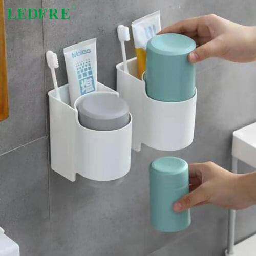 LEDFRE Toothbrush Toothpaste Holder Bathroom Organizer Tooth Brush Suction Cup storage Box Holder Products LF71055