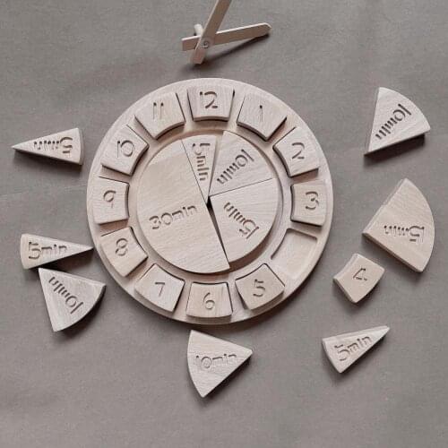 Children Montessori Wooden Time Learning Clock Toys Hour Minute Second Cognition Clocks Toys For Kids Educational Toys