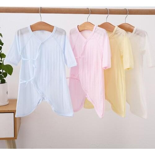 Baby short rompers kids clothes long sleeves side opening newborn overalls plain colors baby boy girls clothes baby jumpsuit