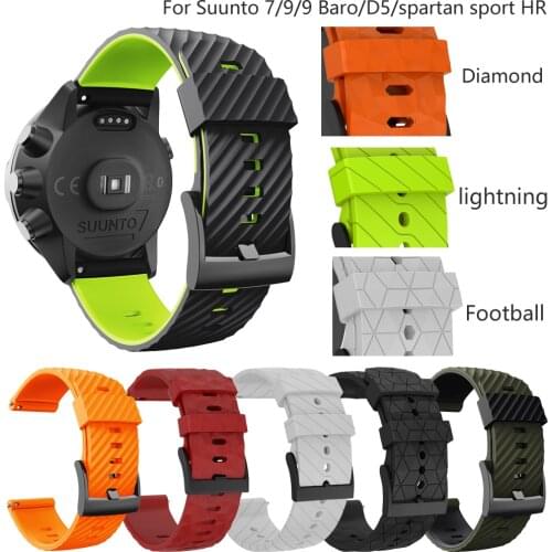 For Suunto 7/Suunto 9 baro Replacement Wristband 24mm Soft Silicone Sports Watch Strap For spartan sport/wrist hr/D5 Watch Band