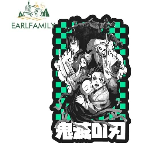 EARLFAMILY 13cm x 8.5cm for Demon Slayers Anime Vinyl Car Wrap Decal Funny Car Stickers Motorcycle Laptop Sunscreen Decoration