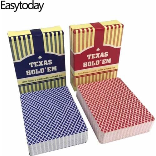 Easytoday 2Pcs/set Waterproof Classic Poker Cards Set Texas Plastic Playing Cards Waterproof Frost Board Entertainment Games