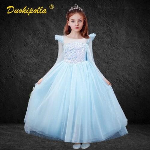 Boutique European Clothing Girls Elsa Dress Snow Queen Toddler Girl Party Dress Rapunzel Dress Evening Wedding Dresses for Girls