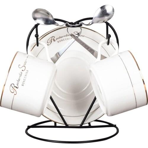 Europe Luxury Ceramic Coffee Cups Set PorcelainTea With Spoon Saucer Shelf Home Office Teapot Wedding Gifts