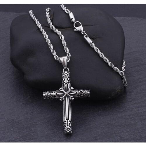 European and American titanium steel casting cross mens pendant Punk style personality mens jewelry