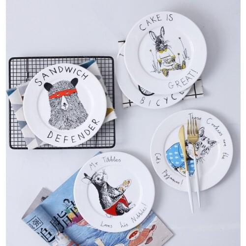Northern Europe Ceramic Cartoon Western Plate Steak Plate Breakfast Plate 8 inch Round Plate Dishes