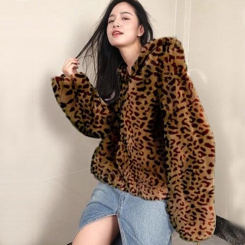 Korean Faux Fur Jackets Women Tops Hooded Casual Outerwear Warm Long Sleeve Winter Coats TA7