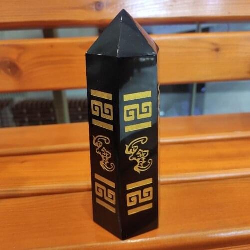 1pcs 15cm Beautiful obsidian pillars of natural crystalline energy healing home furnishings