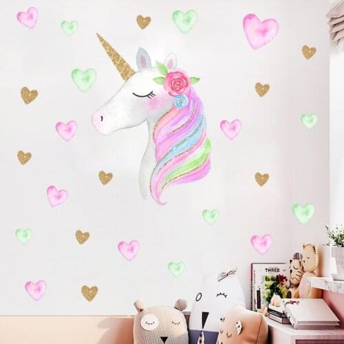 Colorful Flower Animal Unicorn Wall Sticker Art Decal Sticker Child Room Nursery Wall Decoration Home Decor