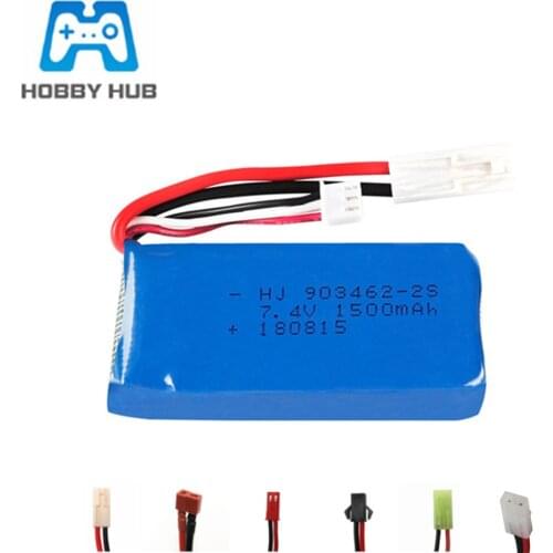 7.4V 1500mAh Lipo Battery For 144001 FT009 FX067C HQ955 948 K959 RC Boat Parts 2S 7.4 V 903462 Battery JST/ SM /KET /T PLUG