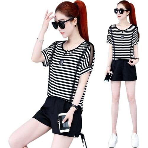 Fashion summer dress 2021 trendy loose wild thin top round neck fashion Korean short-sleeved striped T-shirt women