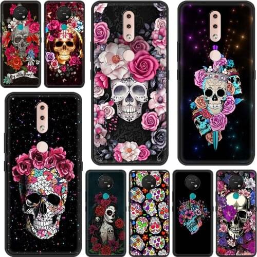 Flower Skull Phone Case For Nokia G10 7.2 5.3 3.4 8.3 5.4 X20 X10 G20 C20 C10 2.3 2.4 4.2 1.4 3.2 2.2 1.3 Soft Cover