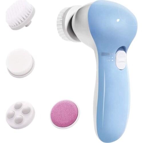 4-In-1 Set Waterproof Facial Cleansing Brush for Deep Cleansing Beauty Products with 4 Exfoliating Brush Heads Blue
