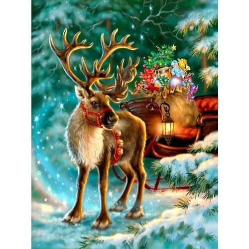 Scenery deer DIY Diamond Painting Kit Diamond Floral cross Stitch Rhinestone Mosaic Painting Hall scenery deer Hanging Murals