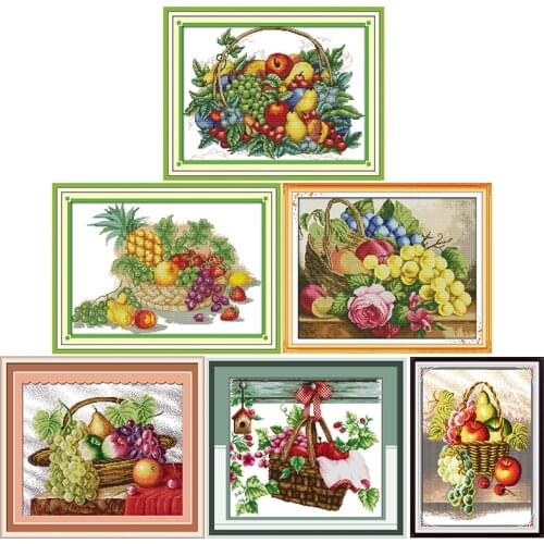 Fruit basket series 11CT14CT counted cross stitch kits printed pattern crafts DMC fabric canvas sewing needlework embroidery set