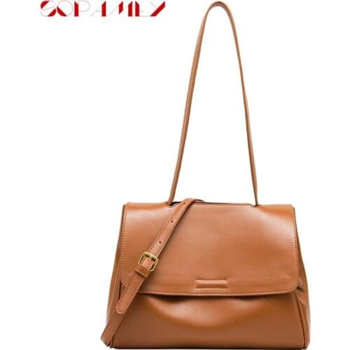 The New Single-Shoulder Women Korean Version Of Simple PU Commuter Bag Female Leisure Students Cross-Border Soft Leather Bags