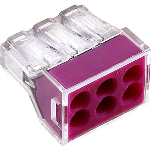 NEW 10pcs PCT106 773-106 Push wire wiring connector For Junction box 6 pin conductor terminal block wire connector